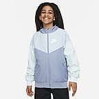 Nike Sportswear Windrunner Older Kids Boys Loose Hip Length Hooded Jacket Blue Polyester